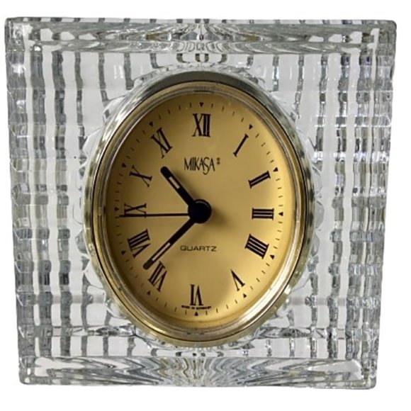 Mikasa Other - Mikasa Art Deco Vintage Table Shelf Desk Clock B Germany Crystal Semicylinder